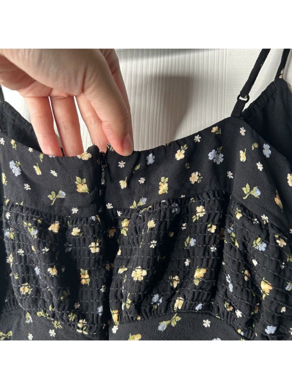 Reformation Fraise Black Floral Printed Tie Front Mini Dress Women's Size 0 - Picture 11 of 14